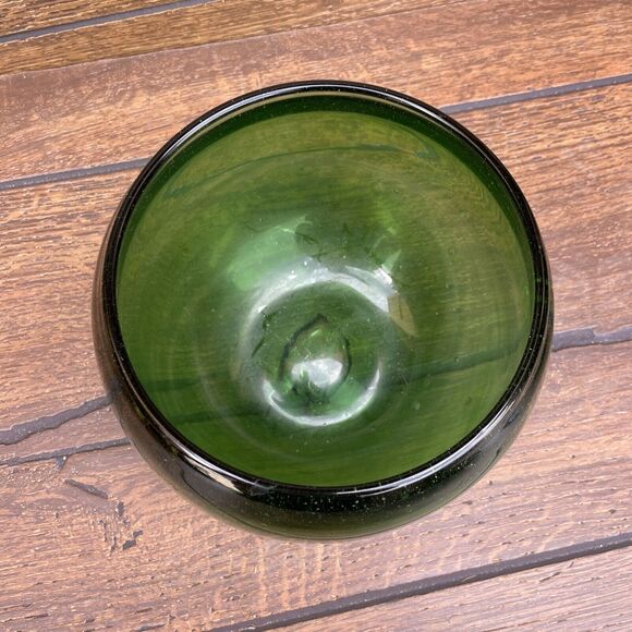 Blown Glass Medium Bowl Handmade 1992 Forest Green - Picture 5 of 7